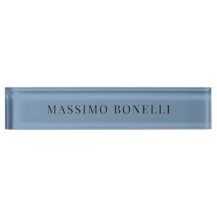 Blue Grey Minimalist Plain Legible Modern Nameplate