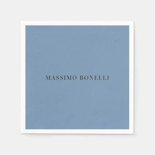Blue Grey Minimalist Plain Legible Modern Napkin