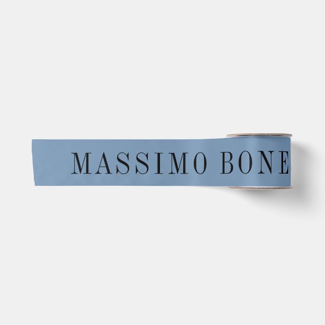 Blue Grey Minimalist Plain Legible Modern Satin Ribbon (Front)
