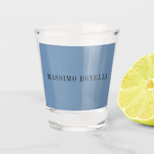 Blue Grey Minimalist Plain Legible Modern Shot Glass