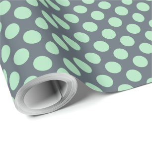 Blue-Grey & Mint Polkadot Pattern Wrapping Paper