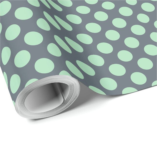 Blue-Grey & Mint Polkadot Pattern Wrapping Paper (Roll Corner)