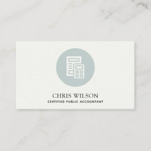 BLUE GREY MODERN CALCULATOR ICON ACCOUNTING TAX BUSINESS CARD