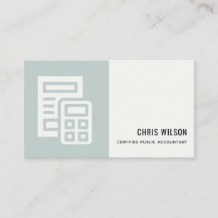 BLUE GREY MODERN CALCULATOR ICON ACCOUNTING TAX BUSINESS CARD