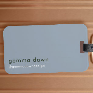 Blue Grey Modern Minimalist Simple Social Media Luggage Tag