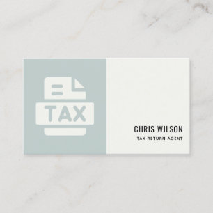 BLUE GREY MODERN TAX RETURN AGENT PREPARER ICON BUSINESS CARD