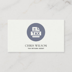 BLUE GREY MODERN TAX RETURN AGENT PREPARER ICON BUSINESS CARD