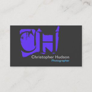Blue Grey Monogram Business Card