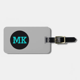 Blue Grey Monogram Luggage Tag