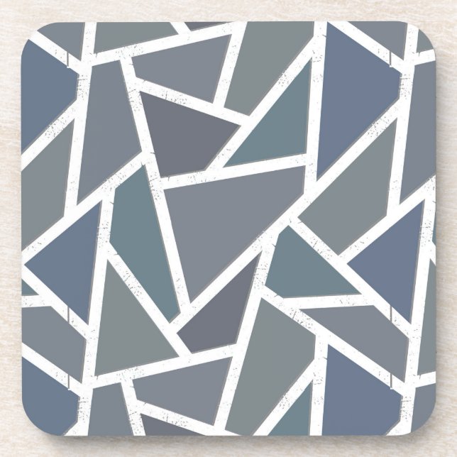 Blue-grey mosaic pattern coaster (Front)