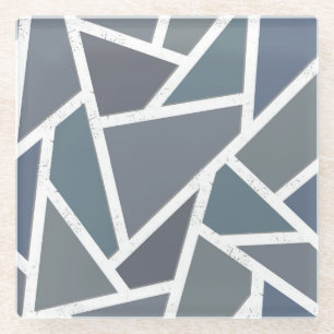 Blue-grey mosaic pattern glass coaster