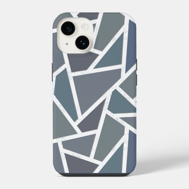 Blue-grey mosaic pattern  iPhone case (Back)