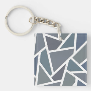 Blue-grey mosaic pattern key ring