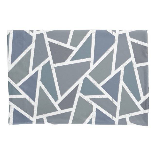 Blue-grey mosaic pattern pillowcase (Front)