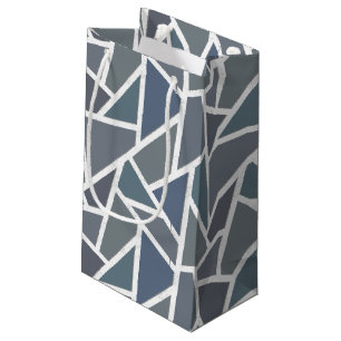 Blue-grey mosaic pattern small gift bag