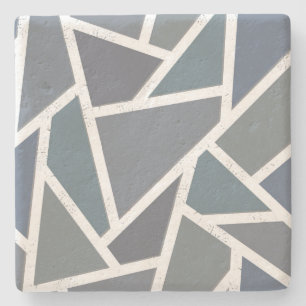 Blue-grey mosaic pattern stone coaster