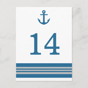 Blue Grey Nautical Anchor Table Number Postcard