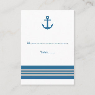 Blue Grey Nautical Anchor Wedding Place Cards