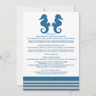 Blue Grey Nautical Seahorse Information Card