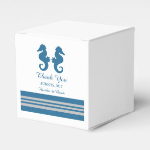 Blue Grey Nautical Seahorse Wedding Favour Boxes