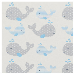 Blue & Grey Nautical Whale Nursery Fabric