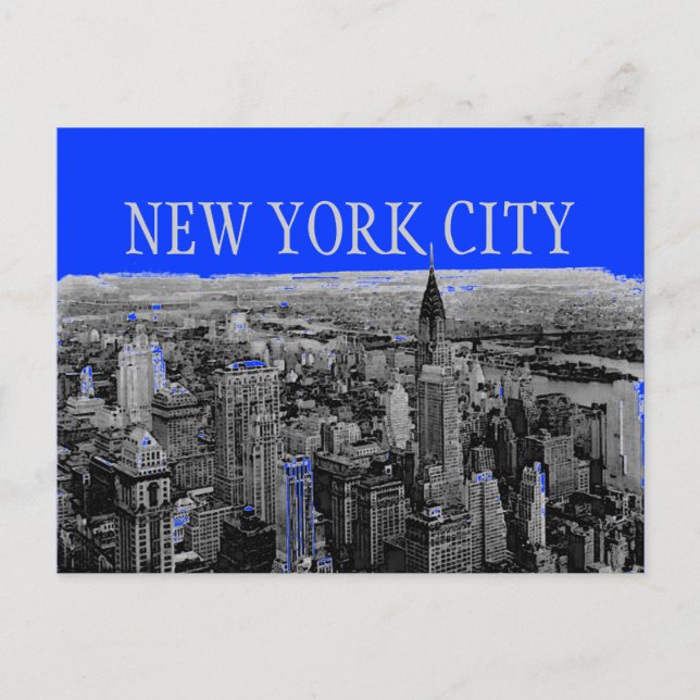 Blue Grey New York City Pop Art Postcards (Front)