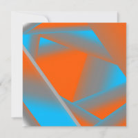 Blue Grey Orange Ombre Geometric Abstract Art