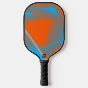 Blue Grey Orange Ombre Geometric Abstract Art Pickleball Paddle
