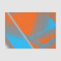 Blue Grey Orange Ombre Geometric Abstract Art