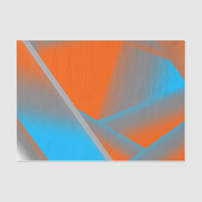 Blue Grey Orange Ombre Geometric Abstract Art Tissue Paper (Front)