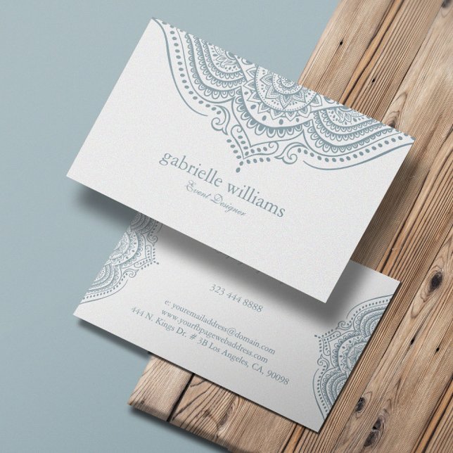 Blue-Grey Paisley Lace Mandala Business Card (Creator Uploaded)