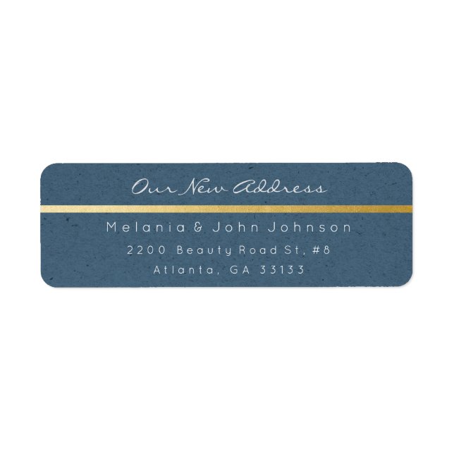 Blue Grey Paper Kraft White New Adress RSVP (Front)
