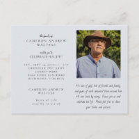 Blue Grey Photo Celebration of Life Postcard
