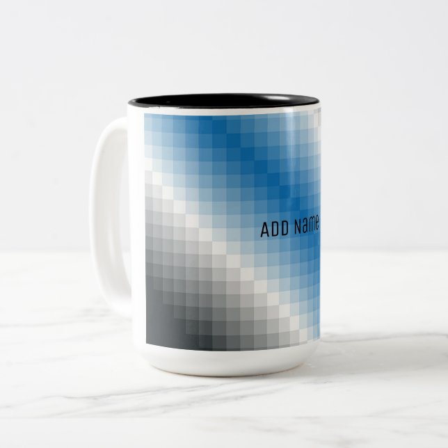 Blue Grey Pixel Personalised Mug (Front Left)