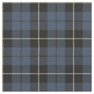 Blue/Grey plaid white/black stripe Fabric