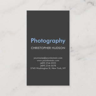 Blue Grey Plain Photography Business Card