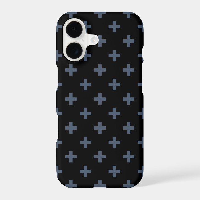 Blue-grey polka crosses on black (Back)