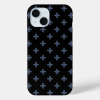 Blue-grey polka crosses on black