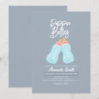 Blue Grey Poppin Bottles Baby Shower Invitation