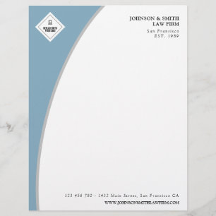 Blue & Grey Professional Add Your Logo Custom Letterhead