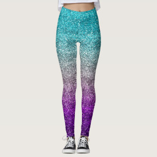Blue, Grey & Purple Gradient Glitter Leggings