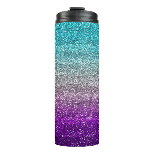Blue, Grey & Purple Gradient Glitter Thermal Tumbler