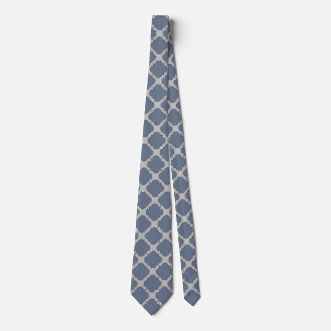 Blue-grey quatrefoil tie (Front)