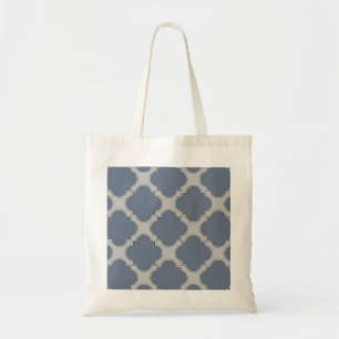 Blue-grey quatrefoil tote bag