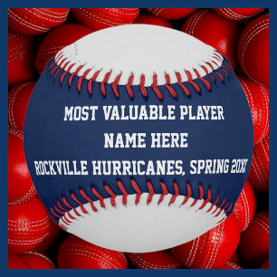 Blue Grey Red Baseball, MVP Player Award Baseball