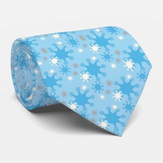Blue & Grey Retro Snowflake Men’s Tie