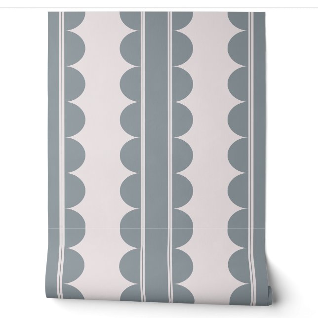 Blue-Grey Scalloped Wallpaper (Unrolling)