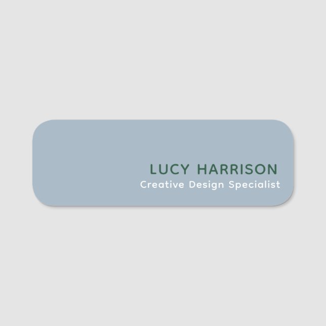 Blue Grey Scandi Minimal Modern Identity Name Tag (Front)