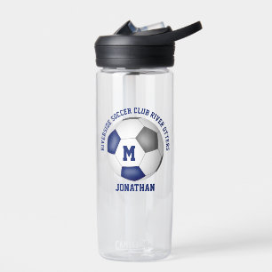 Blue grey school club team colours custom soccer  water bottle
