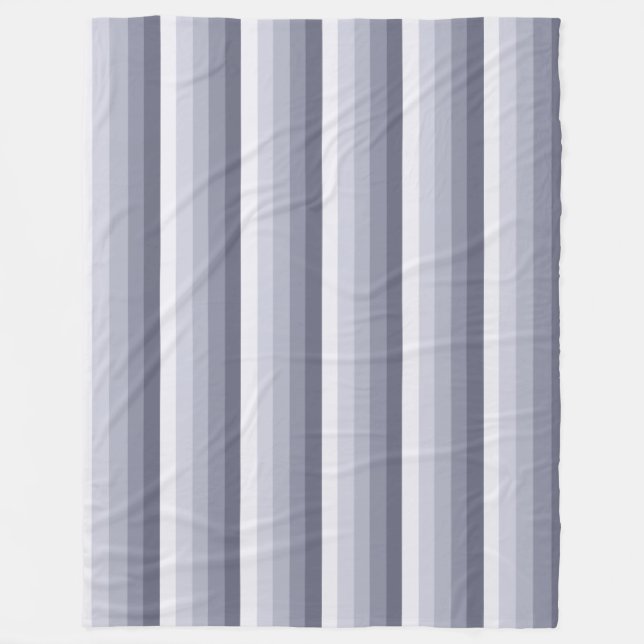 Blue grey shadow stripes fleece blanket (Front)